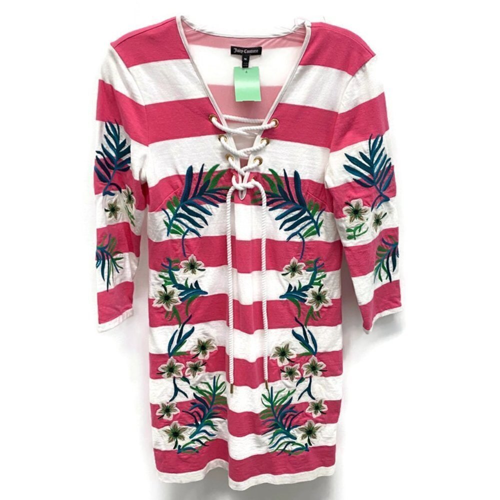 Juicy Couture Pink & White Polo Stripe Shift Dress